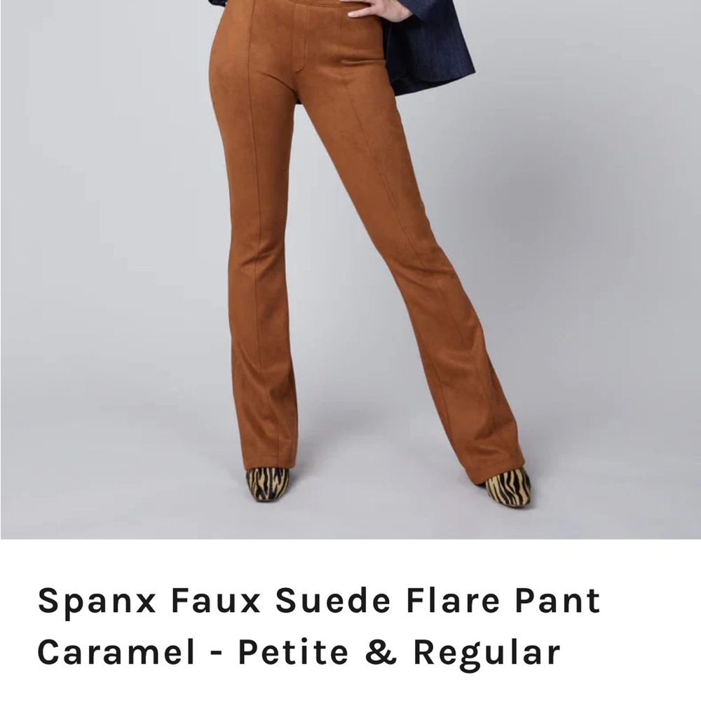 SPANX Faux Suede Flare Pants - Warm Brown